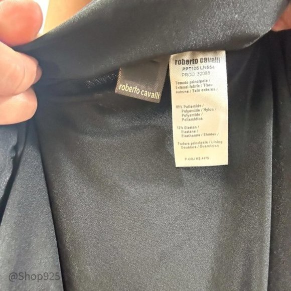 Roberto Cavalli Printed Stretch Midi  Dress With Gold Accent Detail - Picture 7 of 9